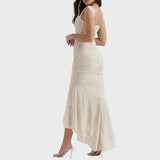 Women's Draped Corset Floral High-Low Gown