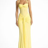 Celine | Women's Halter Neck Ruched Wedding Guest Maxi Dress