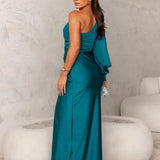 Satin One-Shoulder Dress in Elegant Valeria Style