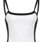 Vintage Crop Cami Top with Contrast Stripe