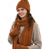 Chic Winter Hat, Scarf, and Gloves Ensemble
