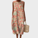 Sleeveless Floral Midi Dress with Pockets – Lightweight Summer Dress for Women