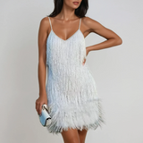 Cute Feather Party Mini Dress