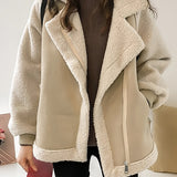 Classic Oversize Vegan Fur Suede Jacket with Lapel Collar