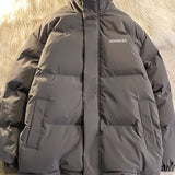 Vintage Solid Short Padded Coat with High Neck and Zipper