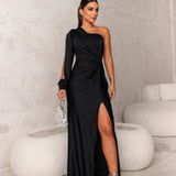 Satin One-Shoulder Dress in Elegant Valeria Style