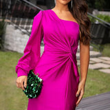 Satin One-Shoulder Dress in Elegant Valeria Style