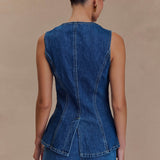 Women's Denim Two-Piece Outfit - Stylish and Comfortable Set