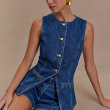 Women's Denim Two-Piece Outfit - Stylish and Comfortable Set