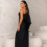 Satin One-Shoulder Dress in Elegant Valeria Style