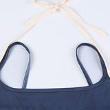 Vintage Blue Contrast Colour Mock Two-Piece Camisole