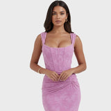 Women's Draped Corset Floral High-Low Gown