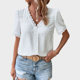 Lea | Wiissi Structured Summer Blouse with V-Neck