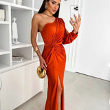 Satin One-Shoulder Dress in Elegant Valeria Style
