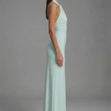 Women’s Elegant Satin Halter Open Back Maxi Dress