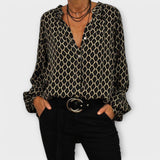 Zara - Stylish Blouse with V-Neck and Long Sleeves