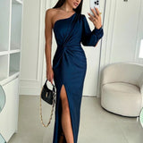 Satin One-Shoulder Dress in Elegant Valeria Style