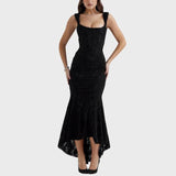 Women's Draped Corset Floral High-Low Gown