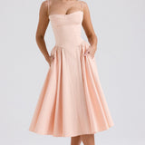 Elegant Corset Dress with Adjustable Straps and Fitted Bodice