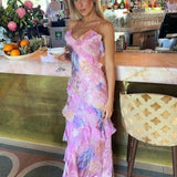 Airborne Yellow Floral Maxi Dress With Ruffles