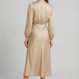 Women's Elegant High-Waist Satin Midi Dress