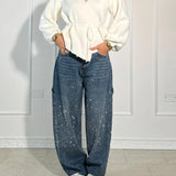Balloon carpenter shiny denim jeans