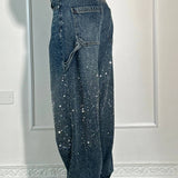 Balloon carpenter shiny denim jeans