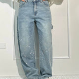 Balloon carpenter shiny denim jeans