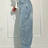 Balloon carpenter shiny denim jeans