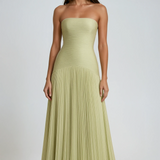 Strapless Pleated Wedding Guest Maxi Dress