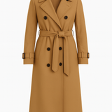 Camille Women’s Double Breasted Trench Coat with Belted Waist - Classic Fit