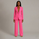 Isabella Tailored Fit Blazer Wide Leg Trousers Two-Piece Set | Solid Button Front Women’s Suit Set