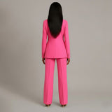 Isabella Tailored Fit Blazer Wide Leg Trousers Two-Piece Set | Solid Button Front Women’s Suit Set
