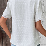 Farren Blouse | White Textured V-Neck Summer Blouse