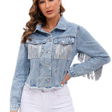 Denim Jacket with Fringe Detail