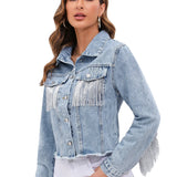 Denim Jacket with Fringe Detail