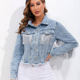 Denim Jacket with Fringe Detail