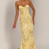 Floral Jacquard Corset Bodice Maxi Dress