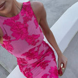 Floral Embroidered Sleeveless Evening Maxi Dress