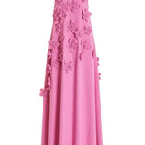 Flower Embellished Sleeveless Summer Evening Maxi Dress
