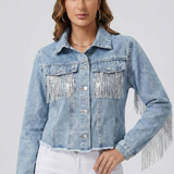 Denim Jacket with Fringe Detail