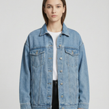 Oversized Denim Jacket with Classic Button-Front Design