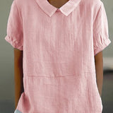 Georgiana Top | Short Sleeve Cotton Blouse with Collar