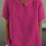 Georgiana Top | Short Sleeve Cotton Blouse with Collar