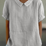 Georgiana Top | Short Sleeve Cotton Blouse with Collar