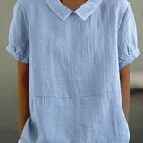 Georgiana Top | Short Sleeve Cotton Blouse with Collar