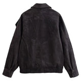 Faux Suede Bomber Jacket with Modern Utility Fit
