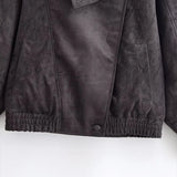 Faux Suede Bomber Jacket with Modern Utility Fit