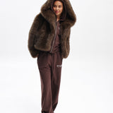 Aurora Faux Fur Hooded Jacket – Dark Brown