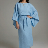 Women's Kimono Midi Dress – Relaxed Fit with Tie Waist & Flowing Sleeves